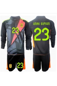 Fotbalové Dres Španělsko Unai Simon #23 Brankářské Dětské Venkovní Oblečení ME 2024 Dlouhý Rukáv (+ trenýrky)